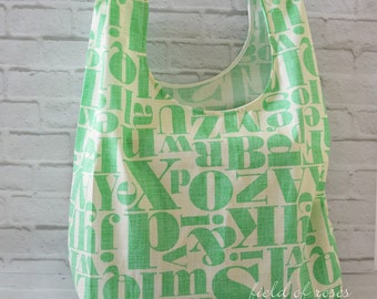 Reusable Grocery Bag Eco Friendly Market Bag Shopping Bag Letters Mint Alphabets