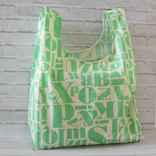 Reusable Grocery Bag Eco Friendly Market Bag Shopping Bag Letters Mint Alphabets