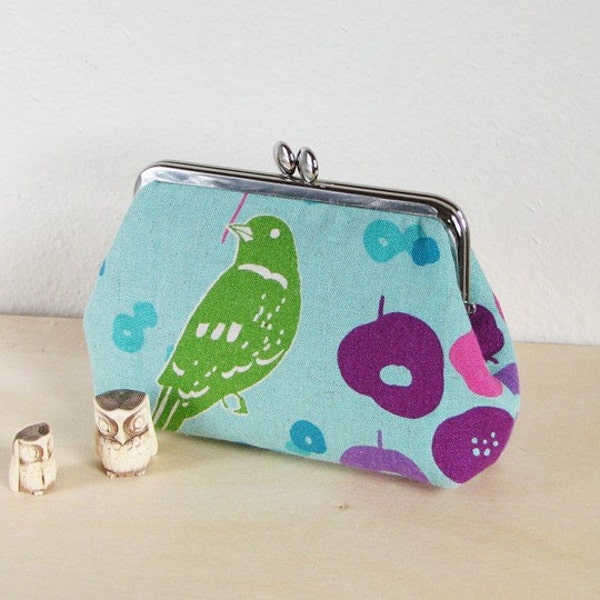 Small Clutch Frame Purse Pouch Modern Bird Aqua Women Teen Girls Gift On Sale