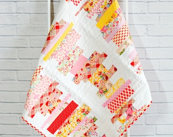 Uneven Coin Block Modern Handmade Baby Quilt