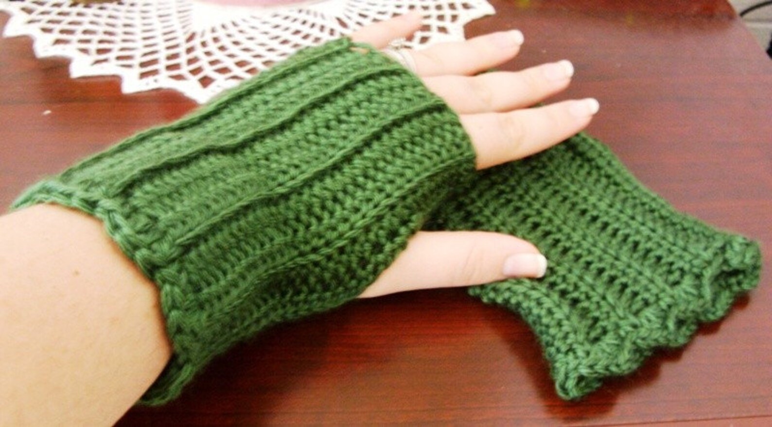 Green Fingerless Gloves Green Wristwarmers Green Wrist Etsy