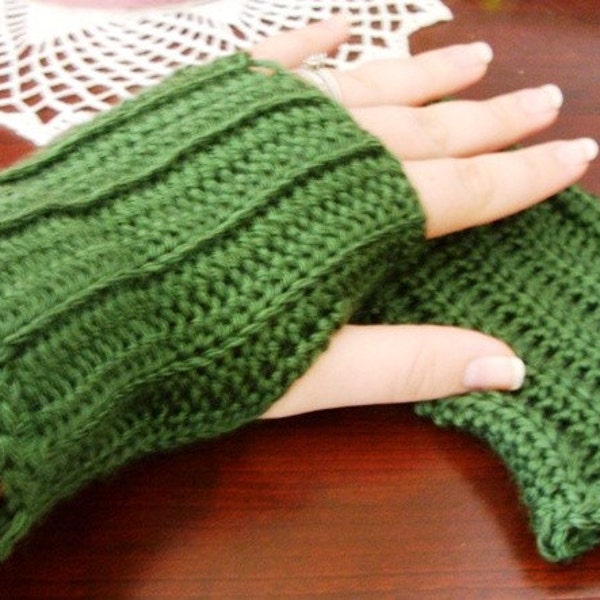 Green Fingerless Gloves - Green Wristwarmers - Green Wrist Warmers - Green Arm Warmers - Green Gloves - Green Mitts - Green Gauntlets