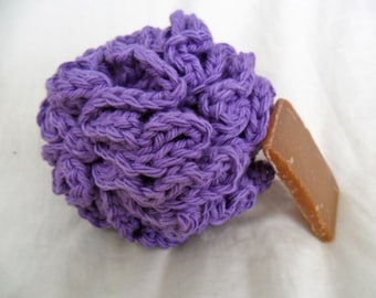 Purple Bath Puff - Purple Bath Pouf - Purple Bath Loofah - Cotton Bath Puff - Cotton Bath Pouf - Cotton Bath Loofah - Ecofriendly Bath