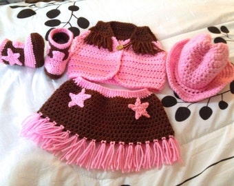 Baby Cowgirl-kostym - Baby Cowgirl-outfit - Beställningsvara - 0 - 12 månader - Baby Cowgirl-fotorekvisita