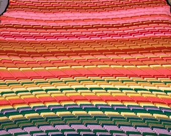 Weatherghan - Weather Afghan - Weather Blanket - Temperature Afghan - Temperature Blanket - Rainbow Blanket - 90 in. x 47 in.