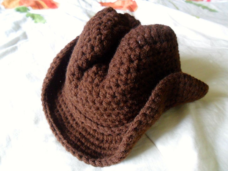 Baby Cowboy Hat Baby Cowboy Hat Photo Prop Brown Baby Cowboy Hat Toddler Cowboy Hat Newborn through 4T Made to Order image 1