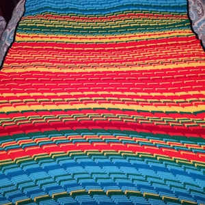 Weatherghan Weather Afghan Weather Blanket Temperature Afghan Temperature Blanket Rainbow Blanket 90 in. x 47 in. image 1