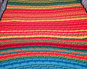 Weatherghan - Weather Afghan - Weather Blanket - Temperature Afghan - Temperature Blanket - Rainbow Blanket - 90 in. x 47 in.