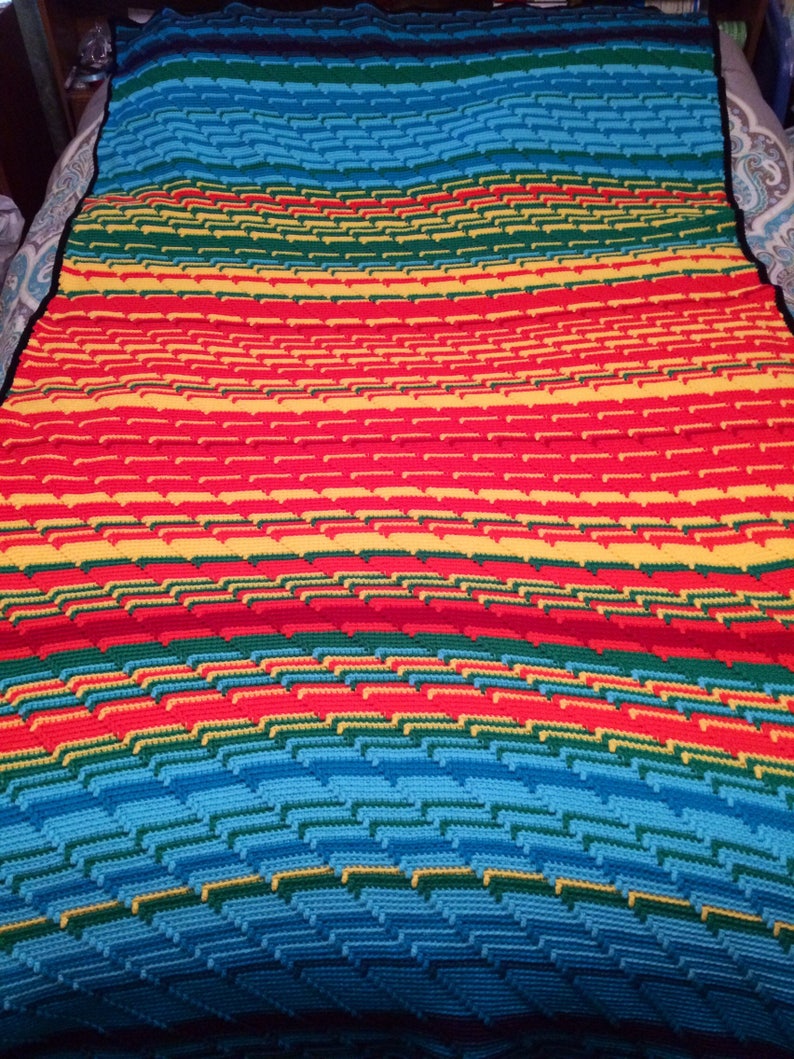 Weatherghan Weather Afghan Weather Blanket Temperature Afghan Temperature Blanket Rainbow Blanket 90 in. x 47 in. image 1