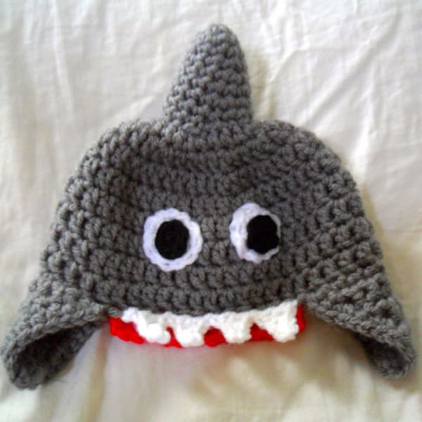 Baby Shark Hat - Baby Shark Earflap Hat - Baby Shark Ear Flap Hat - Shark Costume Hat - Baby Shark Costume Hat - 0-12 months