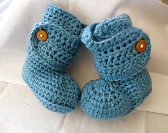 Cotton Button Cuff Baby Booties - Cotton Baby Booties - Cotton Baby Shoes - Cotton Button Cuff Baby Shoes - Cotton Crib Shoes - 0-24 months