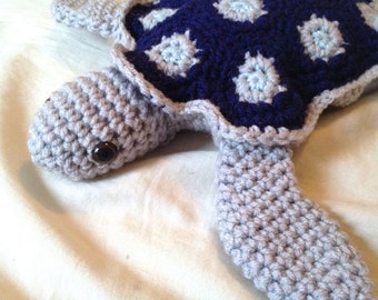 Sea Turtle Plush - Sea Turtle Plushie - Sea Turtle Stuffed Animal - Sea Turtle Amigurumi - Sea Turtle Stuffy - Silver Sea Turtle Plush