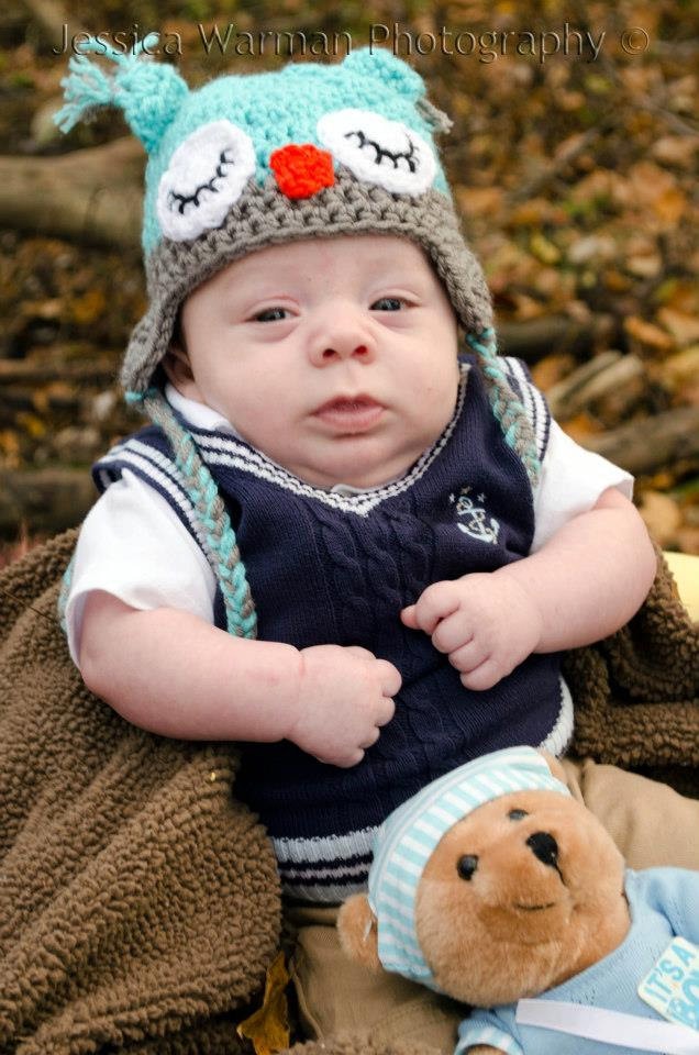 Baby Owl Beanie - Baby Owl Hat - Baby Owl Earflap Hat - Sleepy Owl Beanie - Sleepy Owl Hat - Sleepy 