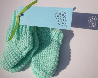 Green Baby Crew Socks - Mint Baby Crew Socks - Green Baby Socks - Mint Baby Socks - Green Baby Slipper Socks - 0-3 Months