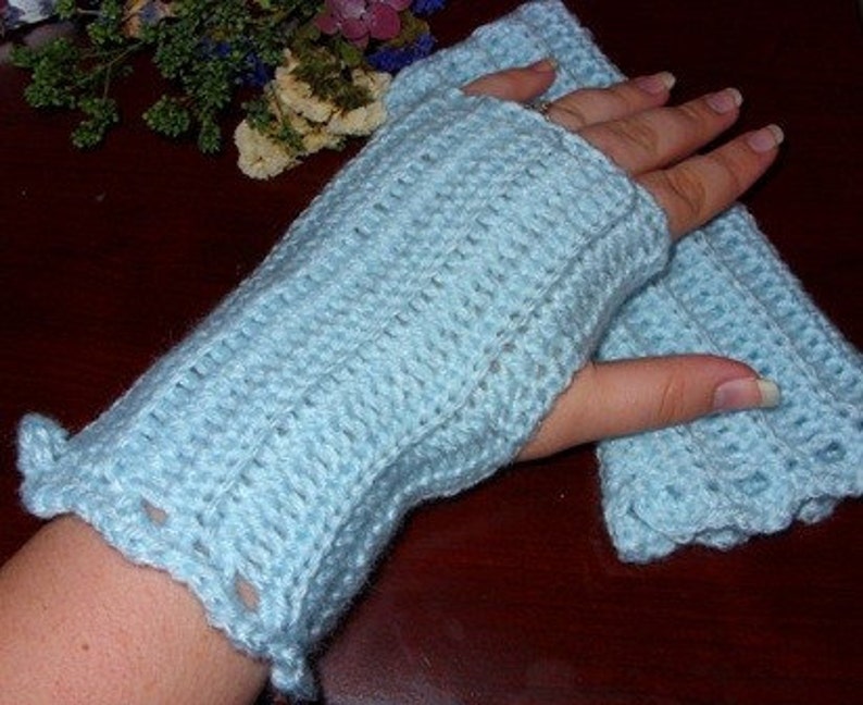 Blue Fingerless Gloves Blue Wristwarmers Blue Wrist Warmers Blue Gauntlets Blue Gloves Blue Arm Warmers Blue Texting Gloves image 1