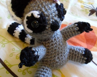 Mapache mapache de peluche amigurumis - mapache de peluche - animales - mapache Suffie - Pilot Raccoon - Raccoon muñeca - mapache juguete de relleno