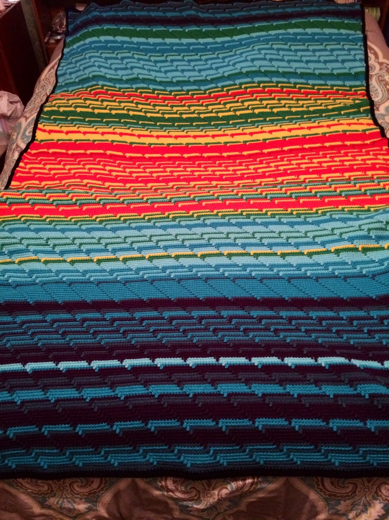 Weatherghan Weather Afghan Weather Blanket Temperature Afghan Temperature Blanket Rainbow Blanket 90 in. x 47 in. image 2