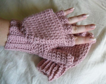 Pink Wool Convertible Mittens - Pink Wool Blend Convertible Mittens - Blush Convertible Mittens - Pink Convertible Mittens - Pink Mittens