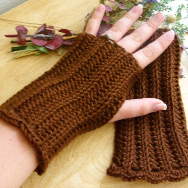 Brown Fingerless Gloves - Brown Texting Gloves - Brown Arm Warmers - Brown Wrist Warmers - Brown Wristwarmers - Brown Gauntlets