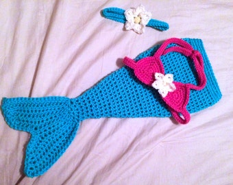 Baby Mermaid Costume - Baby Mermaid Outfit - Baby Mermaid Photo Prop - Newborn through 12 Months - Made to Order