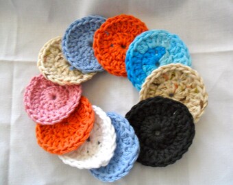 Grab Bag of 10 Crocheted Make Up Remover Cloth Scrubbies - Cotton Makeup Removers - Cotton Face Cloths - Washable Makeup Removers