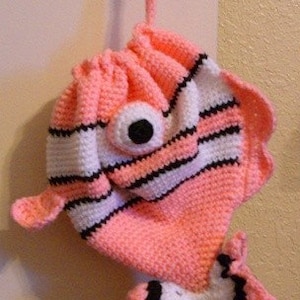 Fish Purse - Fish Drawstring Purse - Pink Fish Purse - Pink Fish Drawstring Purse - Clownfish Purse - Pink Clownfish Purse - Fish Bag