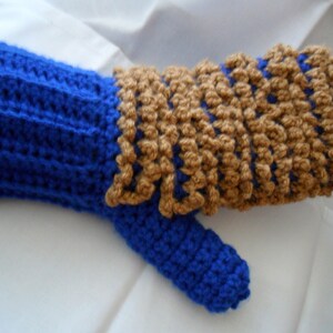 Blue and Almond Brown Bright Ecofriendly 2-Sided Dusting Mitt - Washable and Reusable