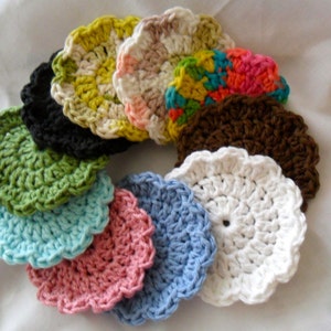 Grab Bag of 10 Crocheted Flower Face Cloth Scrubbies - Cotton Makeup Removers - Cotton Face Cloths - Washable Makeup Removers - Cotton Cloth