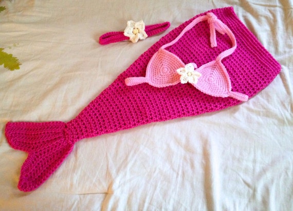Baby Mermaid Costume - Baby Mermaid Outfit - Baby Mermaid Photo Prop - Newborn through 12 Months - Made to Order