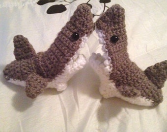 Baby Shark Socks - Baby Shark Slippers - Shark Baby Booties - Made-to-Order - 0-9 months