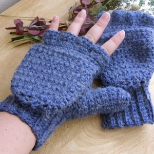 Blauwe wol converteerbare wanten - koboltblauw Alpaca converteerbare wanten - blauwe wol Fingerless wanten - koboltblauw Alpaca Fingerless Mittens