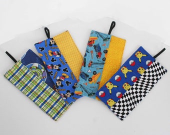 MINI Crayon Roll, crayon holder perfect for purse, diaper bag or travel  Various boy designs to chose from. Great for gifts!