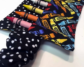 Crayon Roll perfect for purse or diaper bag travel Cute crayola crayon print