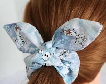 Disney Frozen Olaf knotted bow Scrunchie, Disney Bow Scrunchie, Frozen Scrunchie with bow