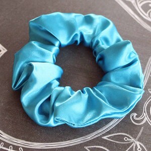 Turquoise Satin Scrunchie hair tie  ~ 90&#39;s fashion ~ kids ~ adult fashion ~ blue
