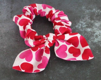 Valentine heart print bow Scrunchie hair tie ~ 90's fashion ~ kids ~ adult fashion  bow scrunchie, Valentine Scrunchie