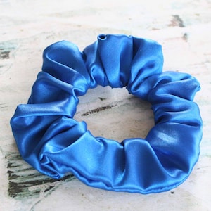 Royal Blue Satin Scrunchie hair tie  ~ 90&#39;s fashion ~ kids ~ adult fashion ~ tween teen fashion