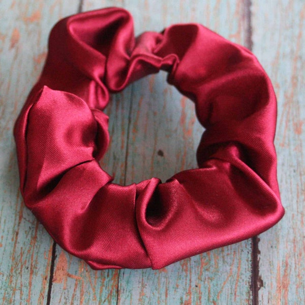 Crimson Satin Scrunchie hair tie, Satin Scrunchie, Silky Scrunchie ~ maroon ~ dark red