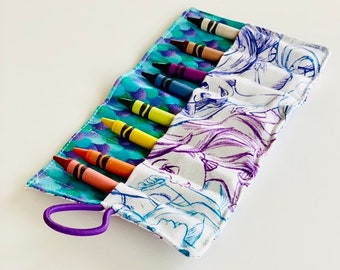 MINI Disney Little Mermaid Crayon Roll, Disney Tangled crayon roll. Perfect for purse or diaper bag, travel, Great for gifts