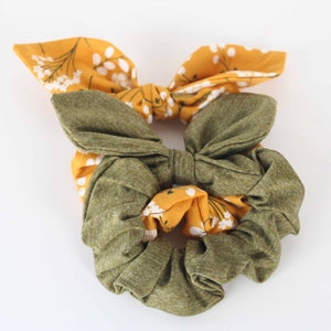 Mustard and olive bow scrunchie pack ~ Bow Scrunchies, Scrunchie set, scrunchy pack, earth tones