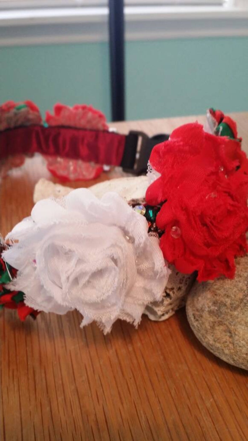 22 inch shabby-chic Christmas dog collar merry