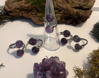Amethyst Ring Adjustable / Amethyst Healing Stone Ring / Boho Ring