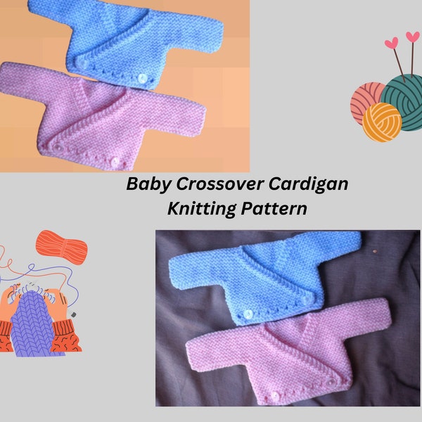 Knitting Pattern: Preemie Crossover Cardigan | Fits 3 to 5lb Babies | Instant Download