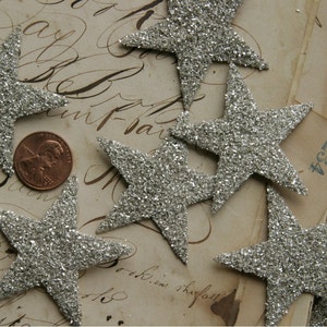 LARGE 8 count SILVER German Glass Glitter Stars image 2