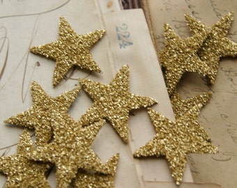 Glass Glitter Stars G O L D   dozen