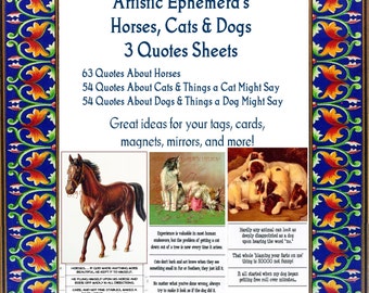QS19-21 Wonderful Horse Quotes and Funny Sayings About Dogs and Cats - PDFs - Go ahead, get a cat, I DARE  you