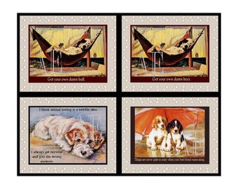 DNC 036 Artistic Ephemera Instant Download Four 4" x 5" Images as an 8" x 10" JPG – Cute Funny Dogs "Not scary when best friend comes along"