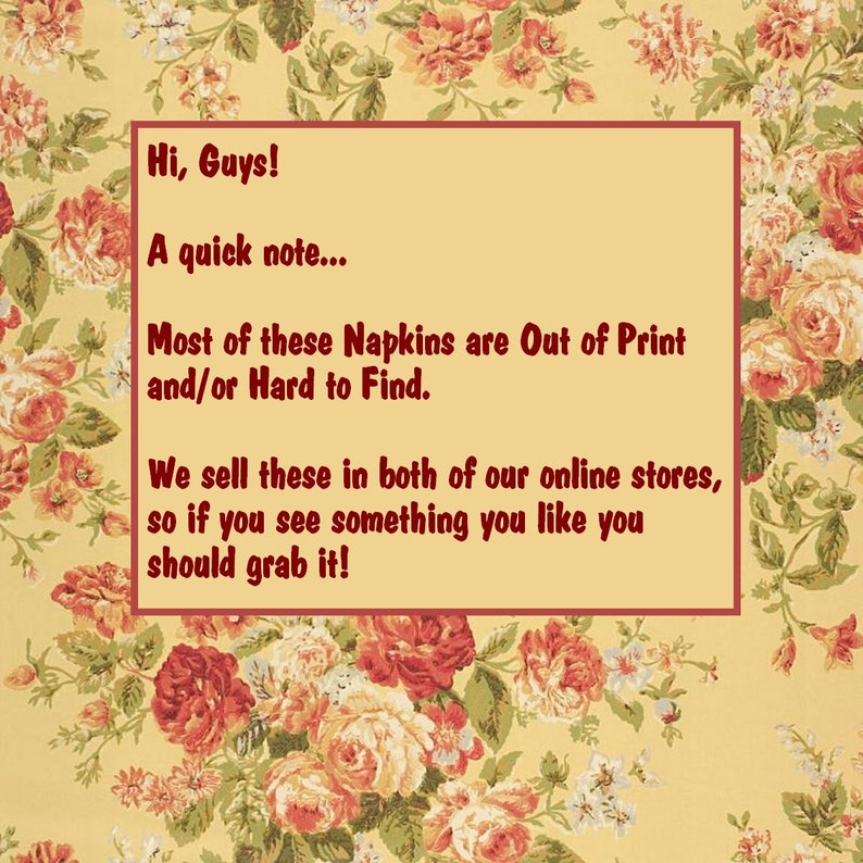 PN082 ~ Four Paper Napkins by Hoffmaster ~ Choose 5x5 or 6.5 x 6.5 or 4.5 x 8 Pretty French Collage Birdcage Soiree Bird Lilies Fleur-De-Lis
