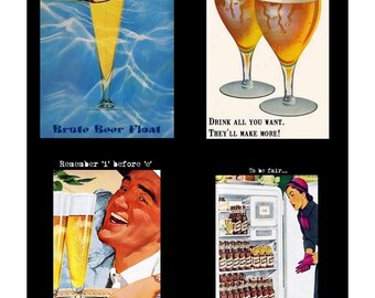 DNC 068 Artistic Ephemera Instant Download Four 4" x 5" Images as an 8" x 10" JPG – Funny Men "BEER! Drink all you want. They'll make more!"