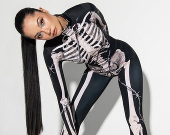 Angel Skeleton Halloween Costume Women, Get Your Spooky Vibes with This Halloween full Body Suit